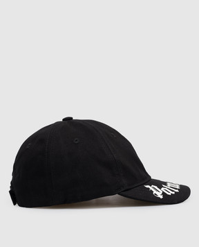 Palm Angels Children's black cap with contrasting logo print PBLB002S26FAB001