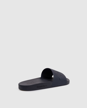 Stefano Ricci Blue leather flip-flops with embossed logo UG31G760VD