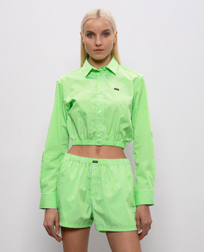 Vetements Green striped cropped shirt WE76SH389ES