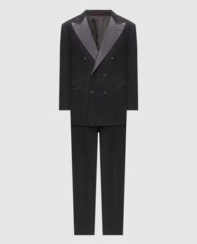 Brunello Cucinelli Gray double-breasted linen and wool suit MZ408AS38P