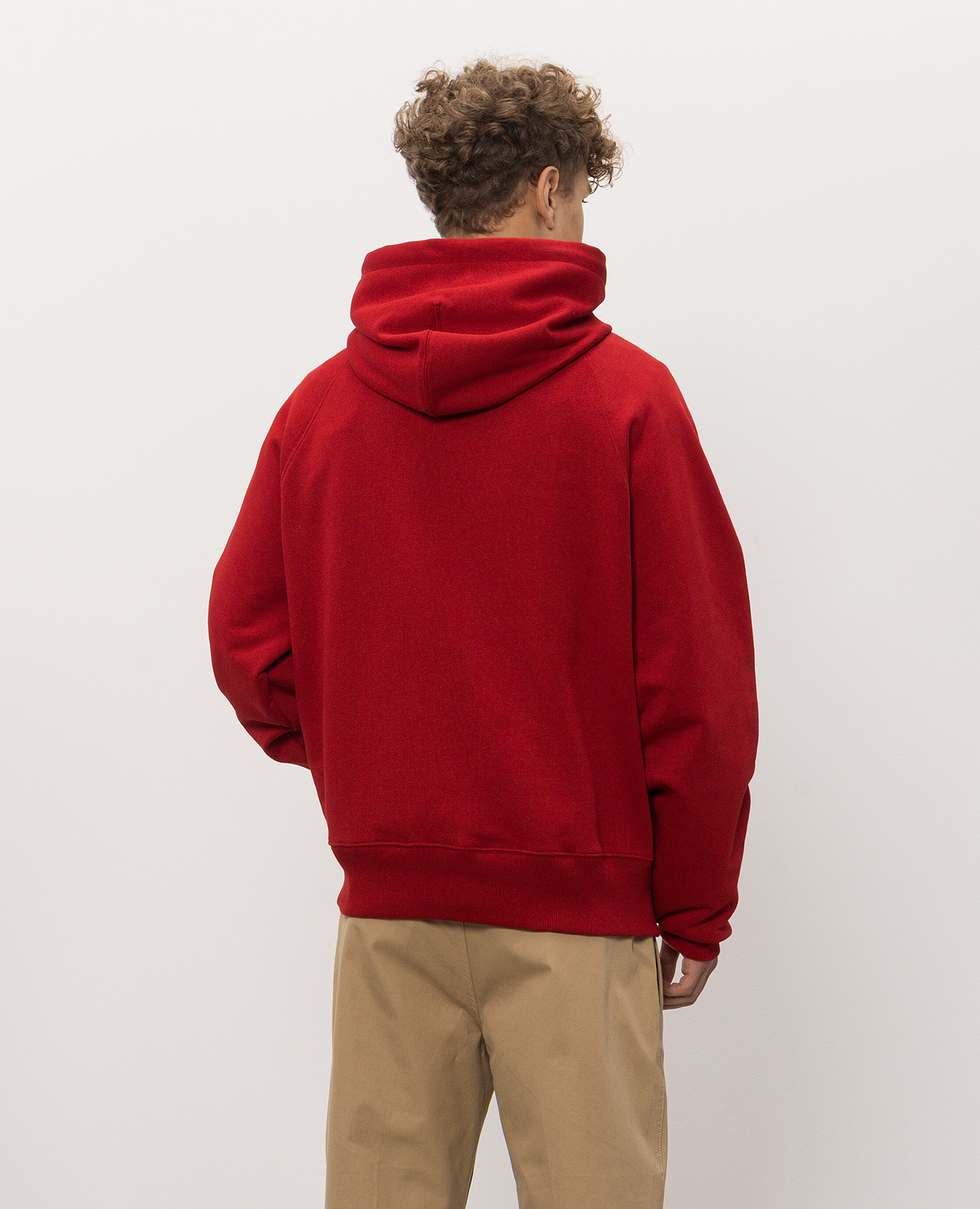 Red hoodie with logo patch Ami Paris 4