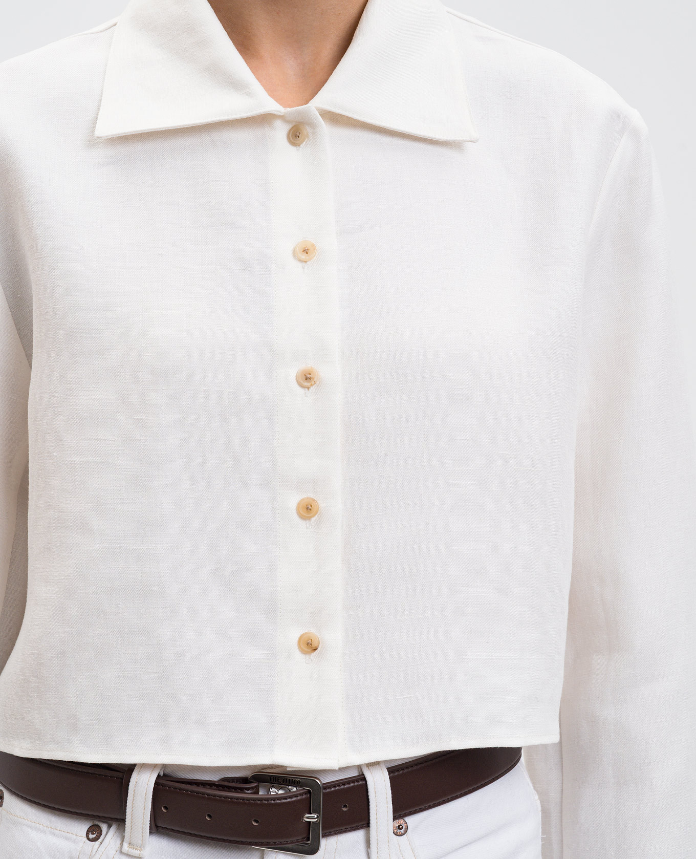 

Jasen white cropped linen shirt Khaite