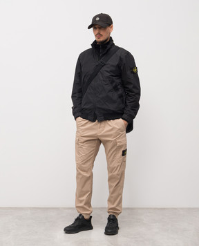 Stone Island Black windbreaker with logo L1S154100111S0A23