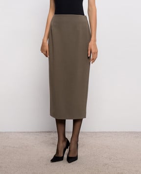 Thierry Mugler Khaki pencil skirt with wool 26F1JU06001035