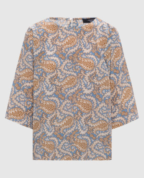 Max Mara Weekend GINNICO blue printed silk blouse WKDGINNICO