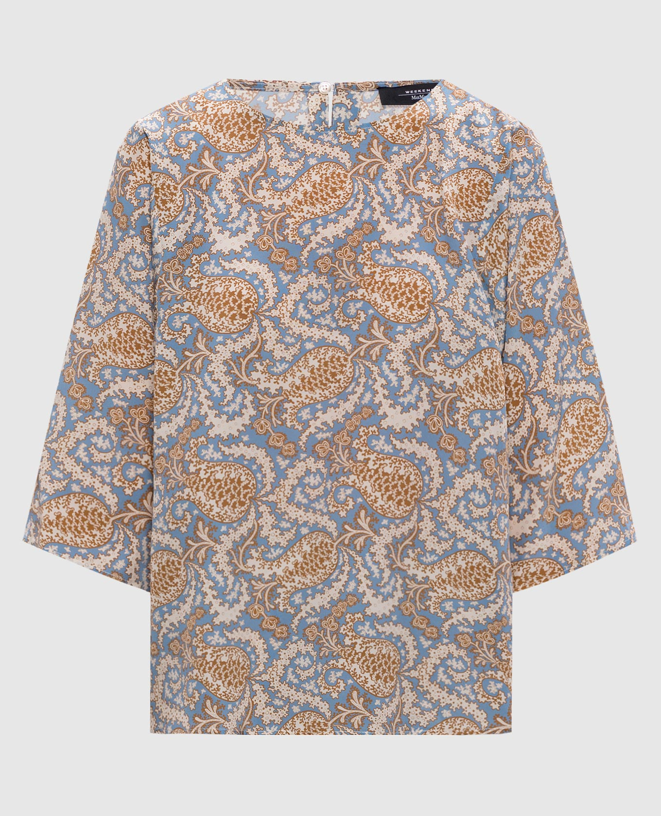 GINNICO blue printed silk blouse