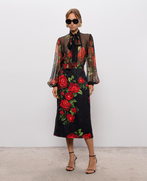 Dolce&Gabbana Black printed silk blouse F5U60TIS134