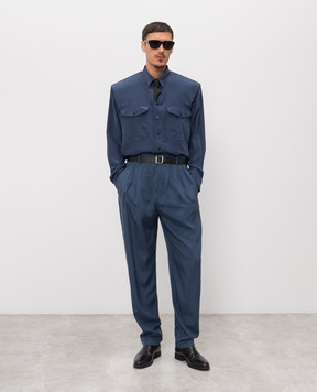 Saint Laurent Blue shirt with silk 854249Y2N49
