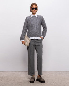Peserico Gray openwork sweater with alpaca wool A99247F05G9100