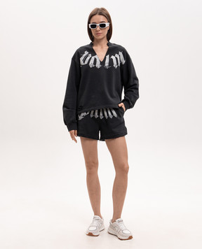 Palm Angels Black sweatshirt with logo print PWBA05GS26FLE001
