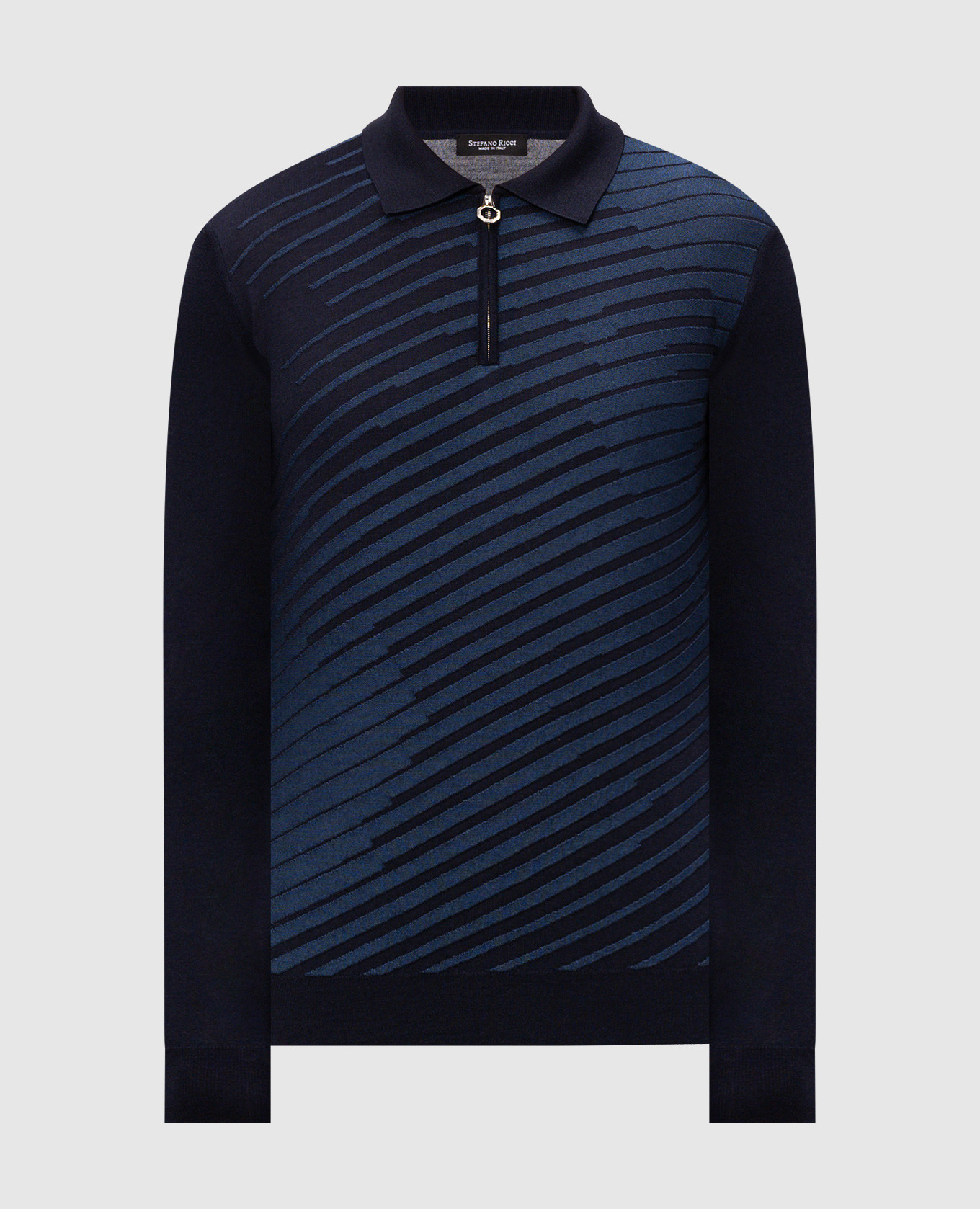 Blue striped wool, silk and cashmere jumper