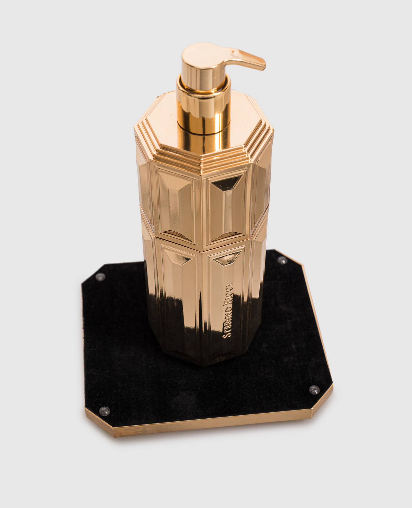 Golden liquid soap dispenser with stand Stefano Ricci 2