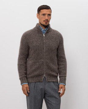 Brunello Cucinelli Brown cashmere and silk cardigan MET302116