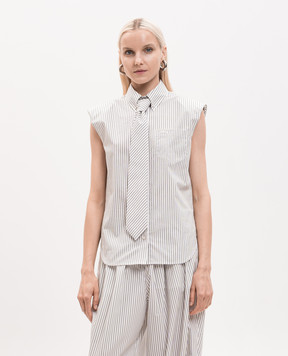 Juun.j White striped sleeveless shirt JW6464W531