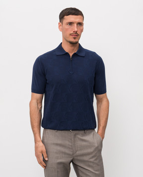 Stefano Ricci Blue polo shirt with woven pattern K818111P31F26277