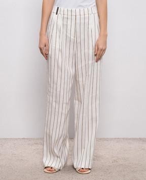 Peserico White striped linen pants AM4307Z00676