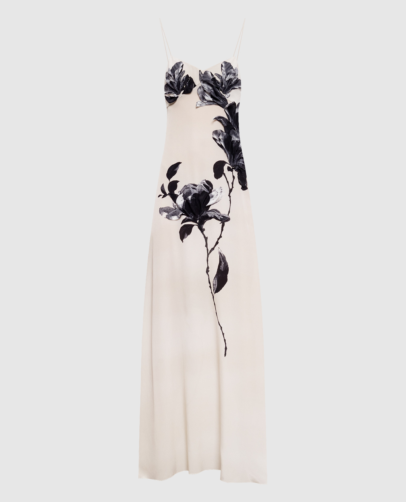 

Beige silk maxi dress with floral applique Ermanno Scervino