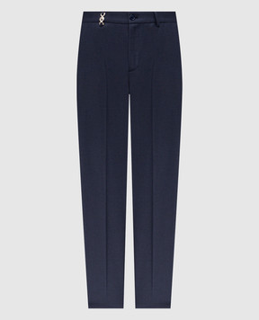 Stefano Ricci Blue wool trousers with emblem M1T5300161W610