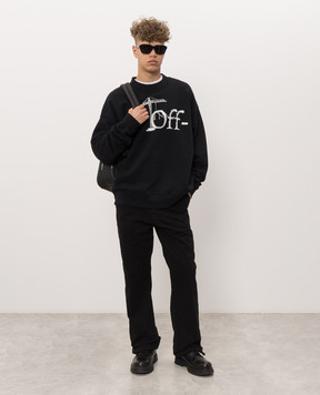 Off-White Black sweatshirt with contrast logo print 44MBA054F26F006