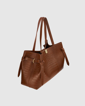 YUZEFI Gyoza brown crocodile embossed leather tote bag GYOZATOTEEMBOSSEDLEATHE