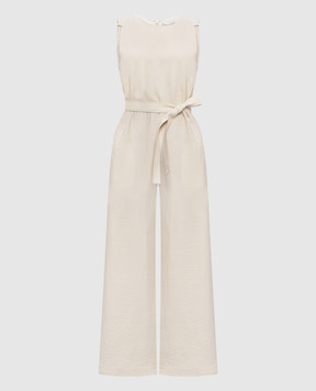 Peserico Beige jumpsuit with linen S02245A05435