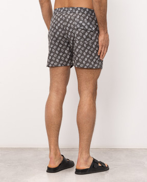 ISAIA Grey swim shorts with branded print COSI19BW278