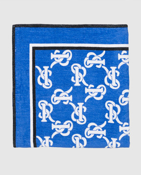 Stefano Ricci Blue terry towel with monogram logo print YTELM03SPSR04