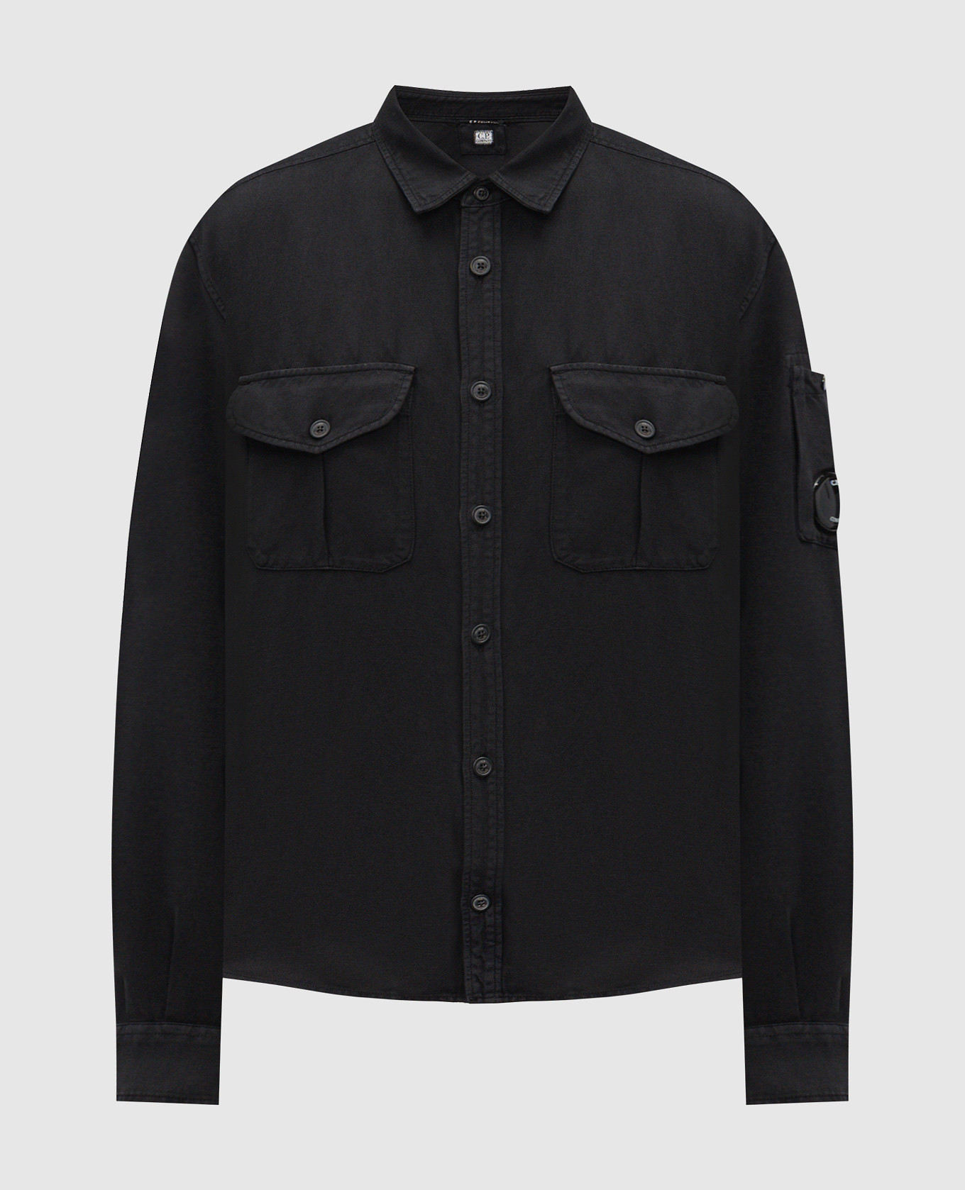 Black linen shirt with patch