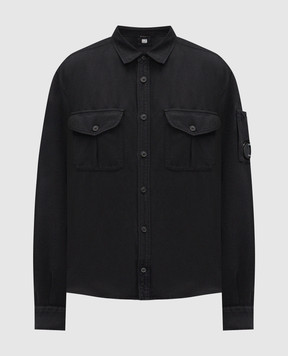 C.P. Company Black linen shirt with patch MSH082A110626G