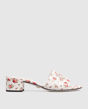 Dolce&Gabbana White printed leather mules CR1755AZ046