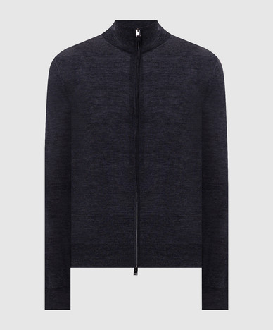 Dunkelgraue Strickjacke aus Wolle