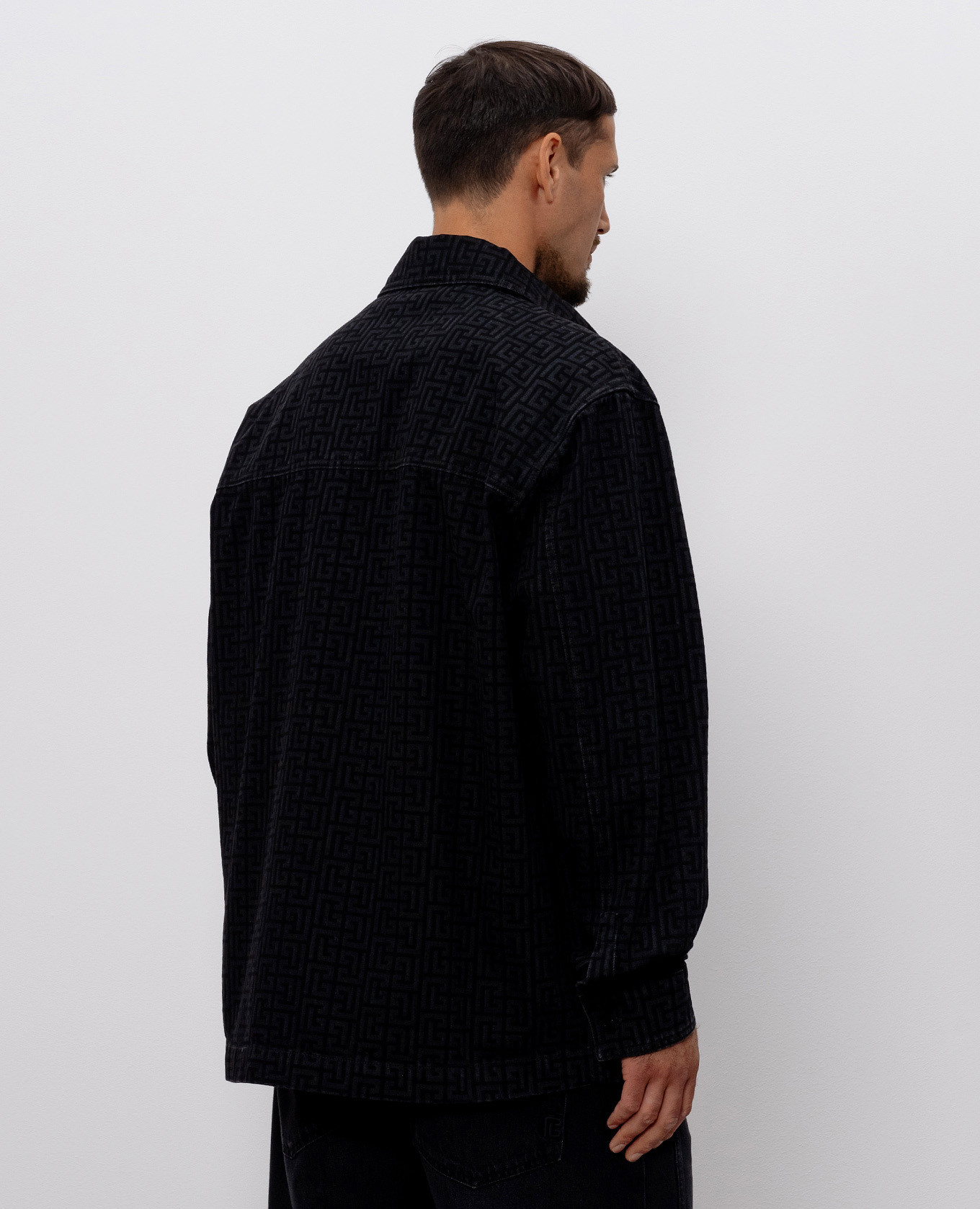 Black denim jacket with print Balmain 4