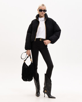 Balmain Black cropped tweed jacket HF1TP140XC67