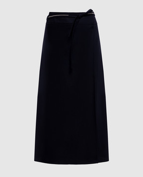Peserico Navy blue wool and cashmere skirt A05736A03358