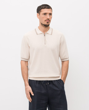 Peserico Beige polo shirt with contrasting trim R59494F149173T