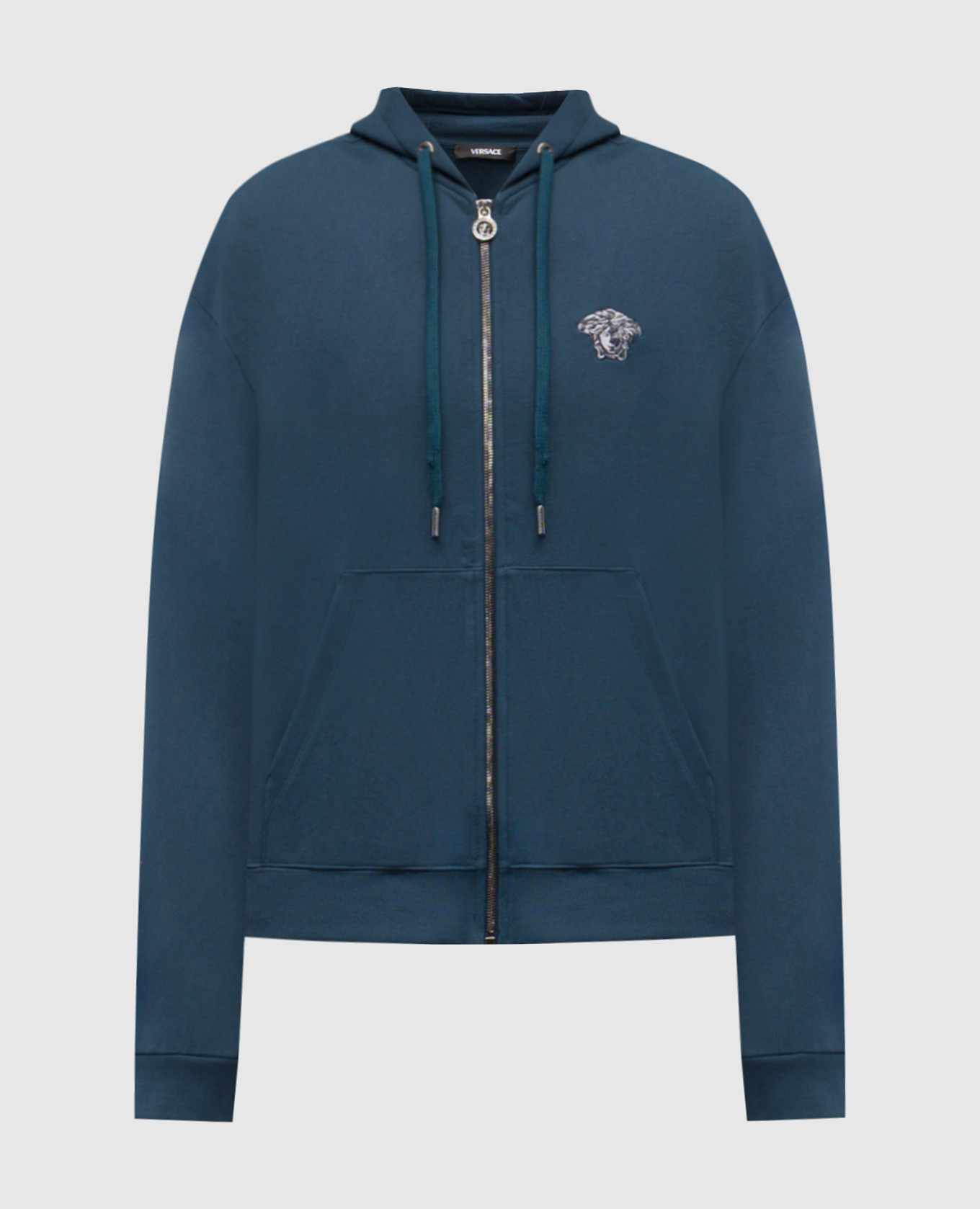 Blue sports jacket with embroidered emblem