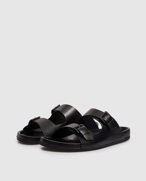 Ami Paris Black leather flip-flops USV832AL0129