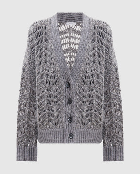 Peserico Gray openwork cardigan with alpaca wool A99217F03E9243
