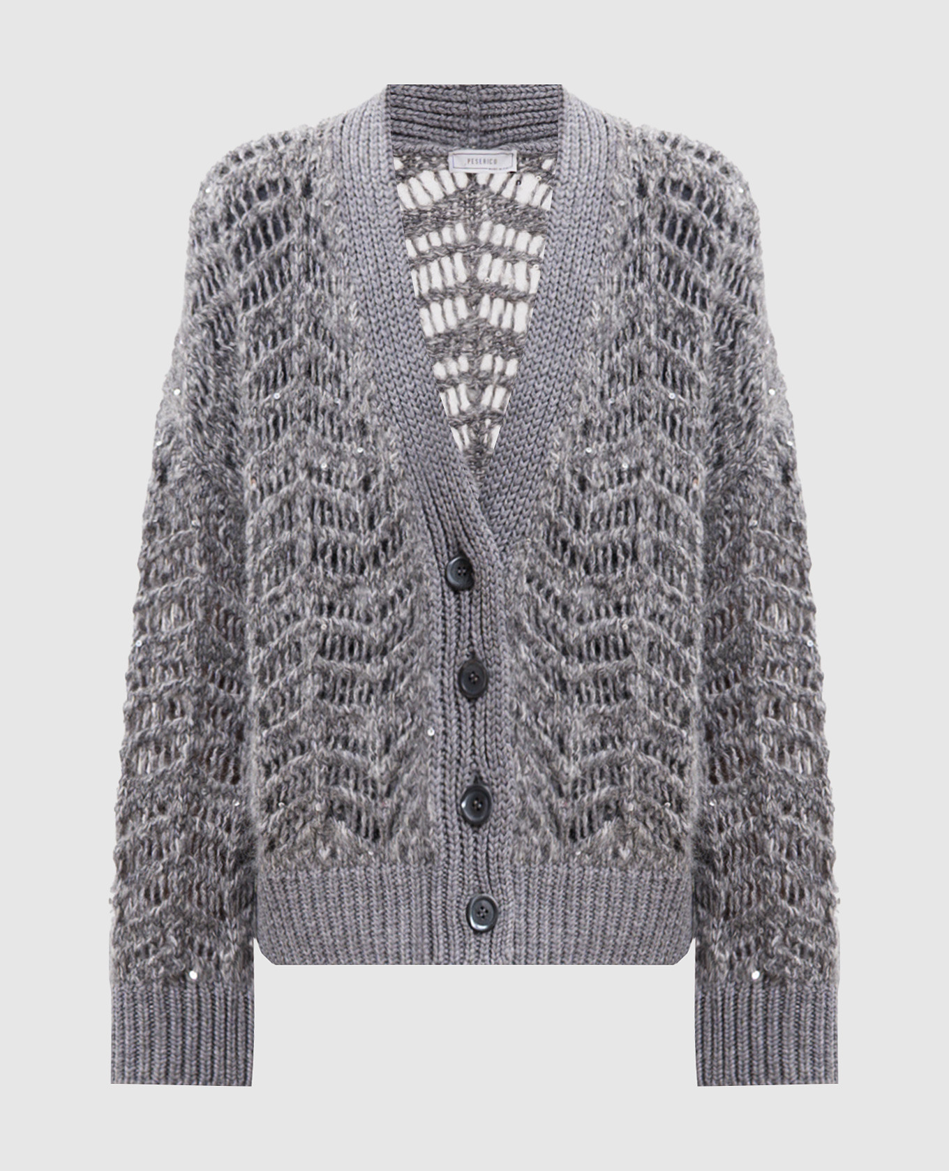 Gray openwork cardigan with alpaca wool