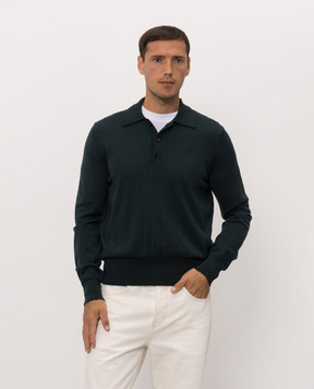 Ami Paris Green merino wool polo shirt HPL457KN0197