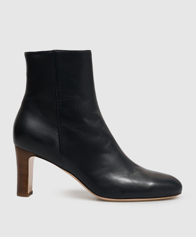 GINNY dunkelblaue Leder-Ankle-Boots