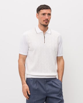 Stefano Ricci Ivory silk polo with zip K212034P31F26190