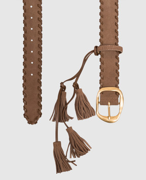 Twinset Brown suede belt with pendant 262TA4740