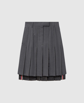 Thom Browne Gray pleated skirt made of wool and silk FGR082B06455