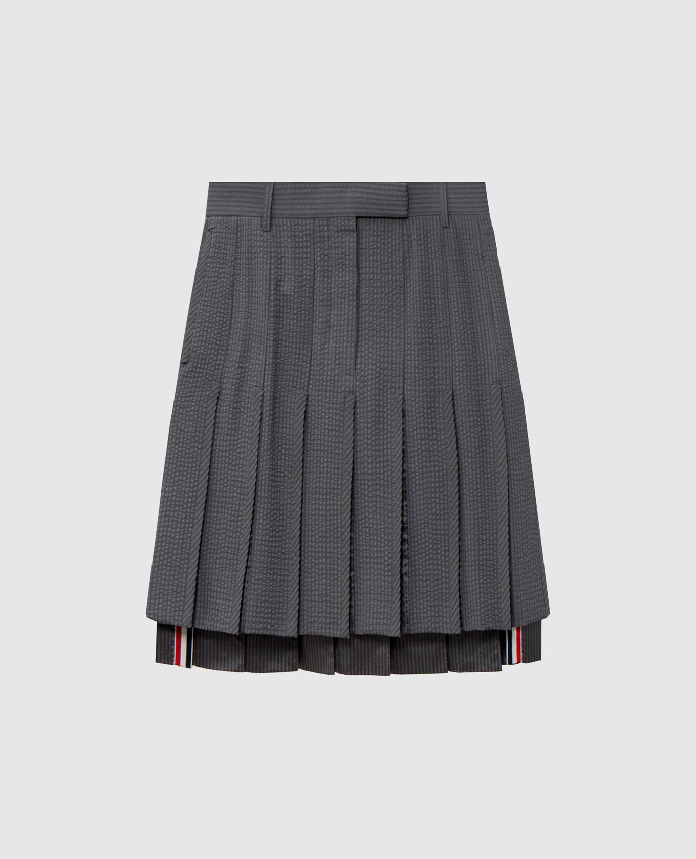 Gray pleated skirt made of wool and silk