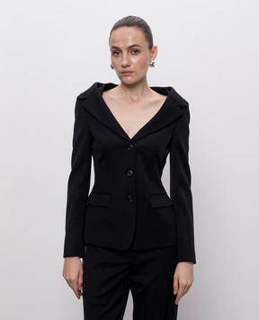 Alexander McQueen Black wool jacket with open shoulders 865434QJAAC