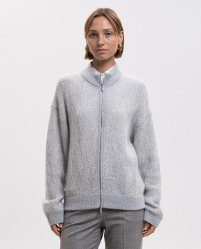Peserico Blue alpaca wool cardigan A99975F05G9100
