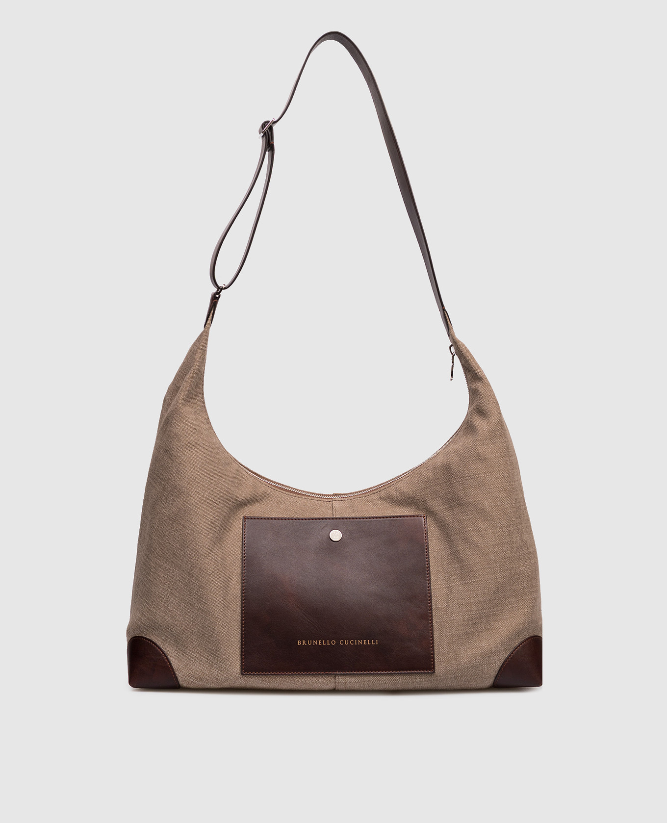 

Brown linen bag with logo print Brunello Cucinelli