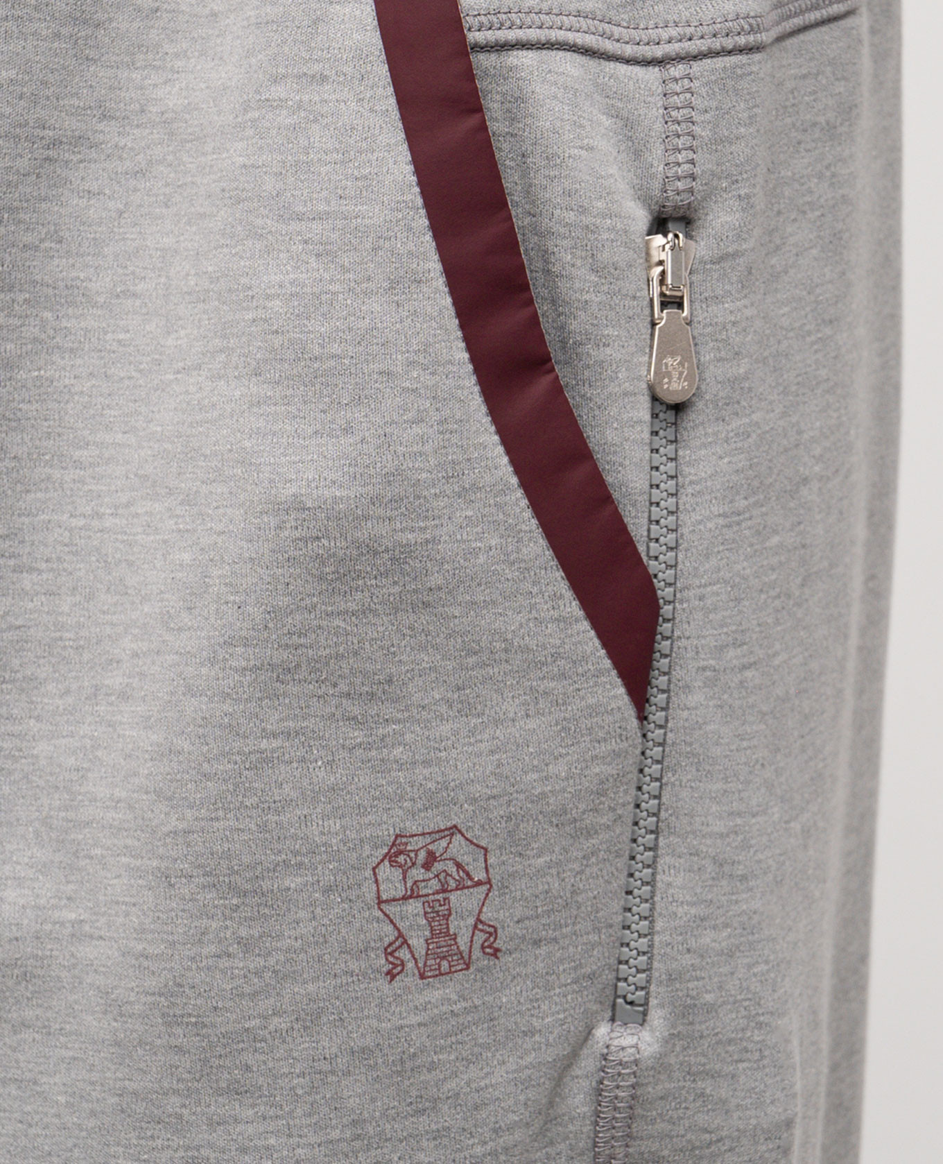 Grey melange sweatpants with logo print Brunello Cucinelli 5