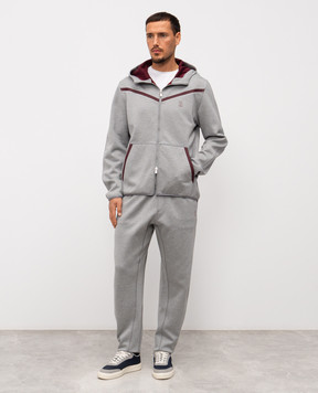 Brunello Cucinelli Grey melange sweatpants with logo print MM8433102G